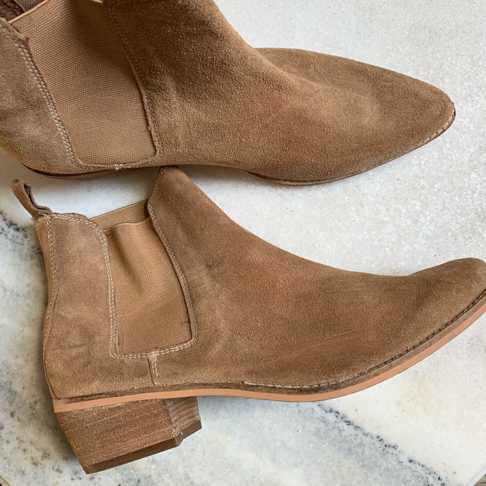 Camel Suede Chelsea Boots